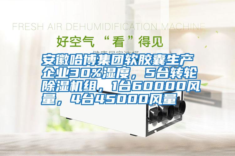 安徽哈博集團軟膠囊生產企業30%濕度，5臺轉輪除濕機組，1臺60000風量，4臺45000風量