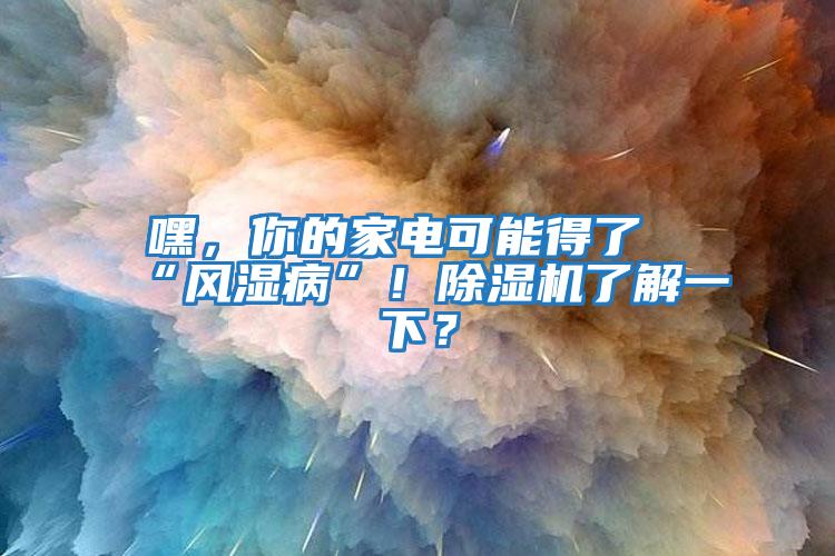 嘿，你的家電可能得了“風濕病”！除濕機了解一下？