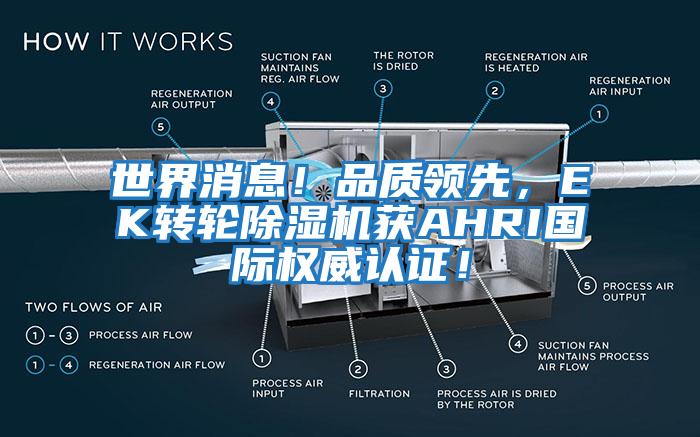 世界消息！品質領先，EK轉輪除濕機獲AHRI國際權威認證！