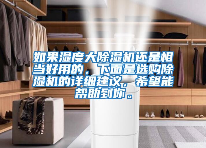 如果濕度大除濕機還是相當好用的，下面是選購除濕機的詳細建議，希望能幫助到你。